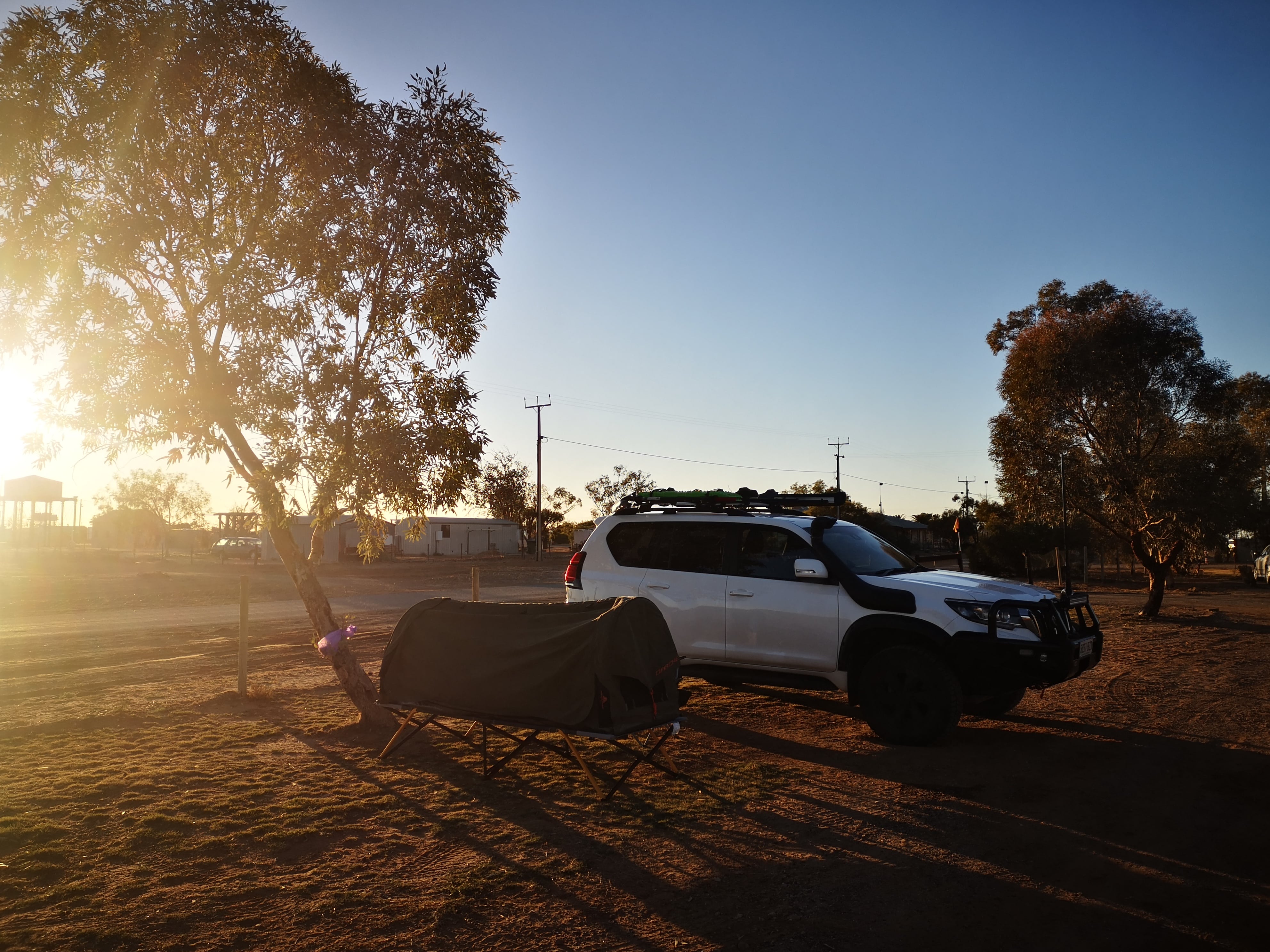 Sunrise at Marree Caravan Park.